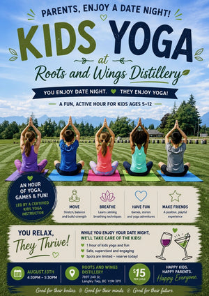 Kids Yoga at Roots and Wings Distillery
